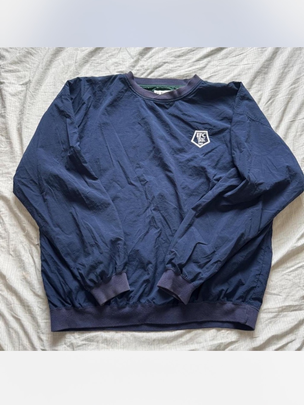 Men's Vintage Navy Windbreaker Material Sweatshirt/Long Sleeve